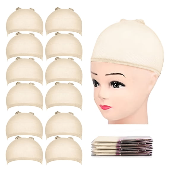 TELOLY Light Blonde Hair Mesh Wig Caps for Women 12 Pack, Nylon, Soft and Stretchy, Stocking Close Dome Design, Invisible and Breathable, Suitable for Lace Front Wigs, Cosplay, and Sensitive Scalps