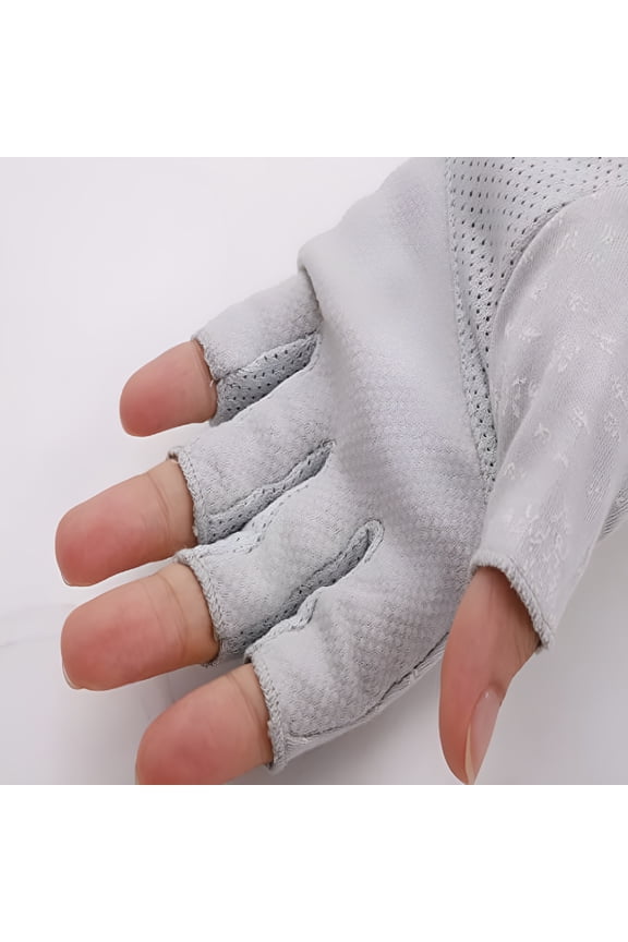 Lightweight Summer Fingerless Gloves Men Women UV Sun Protection Driving Cotton Gloves Nonslip Touchscreen Gloves-Gray