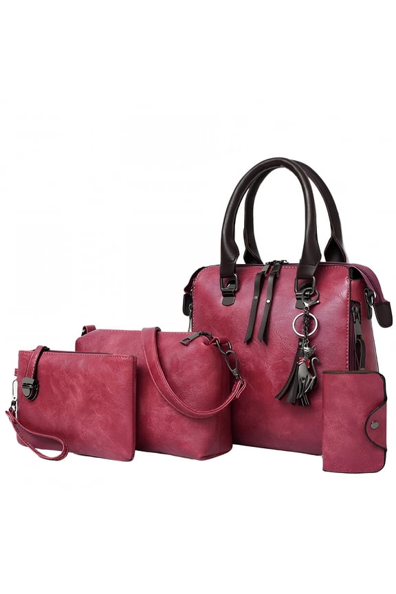 Lightweight Tote Bag Set for Women Teen Girls Fashion Handbags Wallet Tote Bag Shoulder Bag Top Handle Satchel Purse Set 4pcs