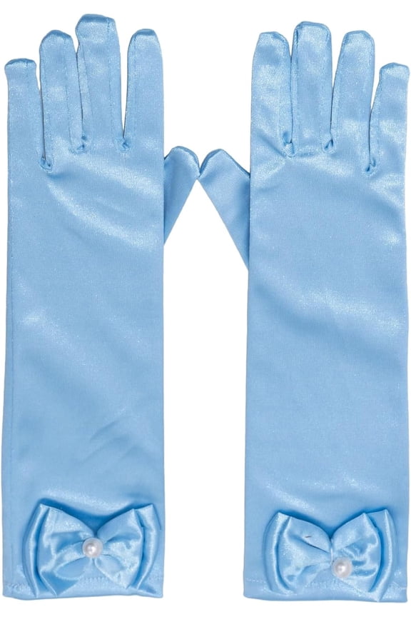 Little Girls Princess Toddler Dress Up Gloves - Satin Gloves for Halloween Costume Party Princess Cosplay