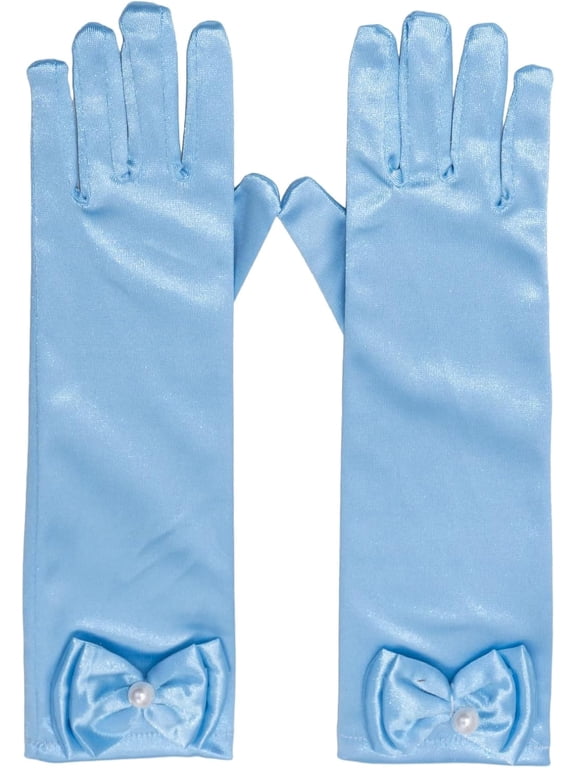 Little Girls Princess Toddler Dress Up Gloves - Satin Gloves for Halloween Costume Party Princess Cosplay