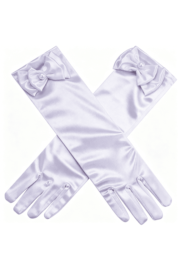 Little Girls Princess Toddler Dress Up Gloves-Satin Gloves for Halloween Costume Party Princess Cosplay