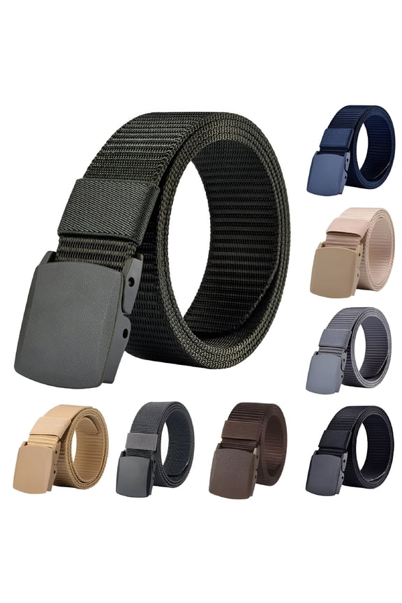 Men Belt Nylon Belt Webbing Canvas Outdoor Web Belt with Plastic Buckle Work Belt