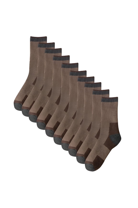 Men'S 5 Pairs Mid Calf Socks Winter Thermal Moisture Wicking Socks Terry Crew Socks Coffee Free Size Brown Socks Men