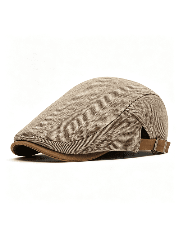 Men'S Cotton Flat Cap Herringbone Tweed Newsboy Hat Adjustable Wool Blend Hats Gatsby Cabbie Ivy Caps Cotton Wool Blend Adjustable Newsboy Cap for Men