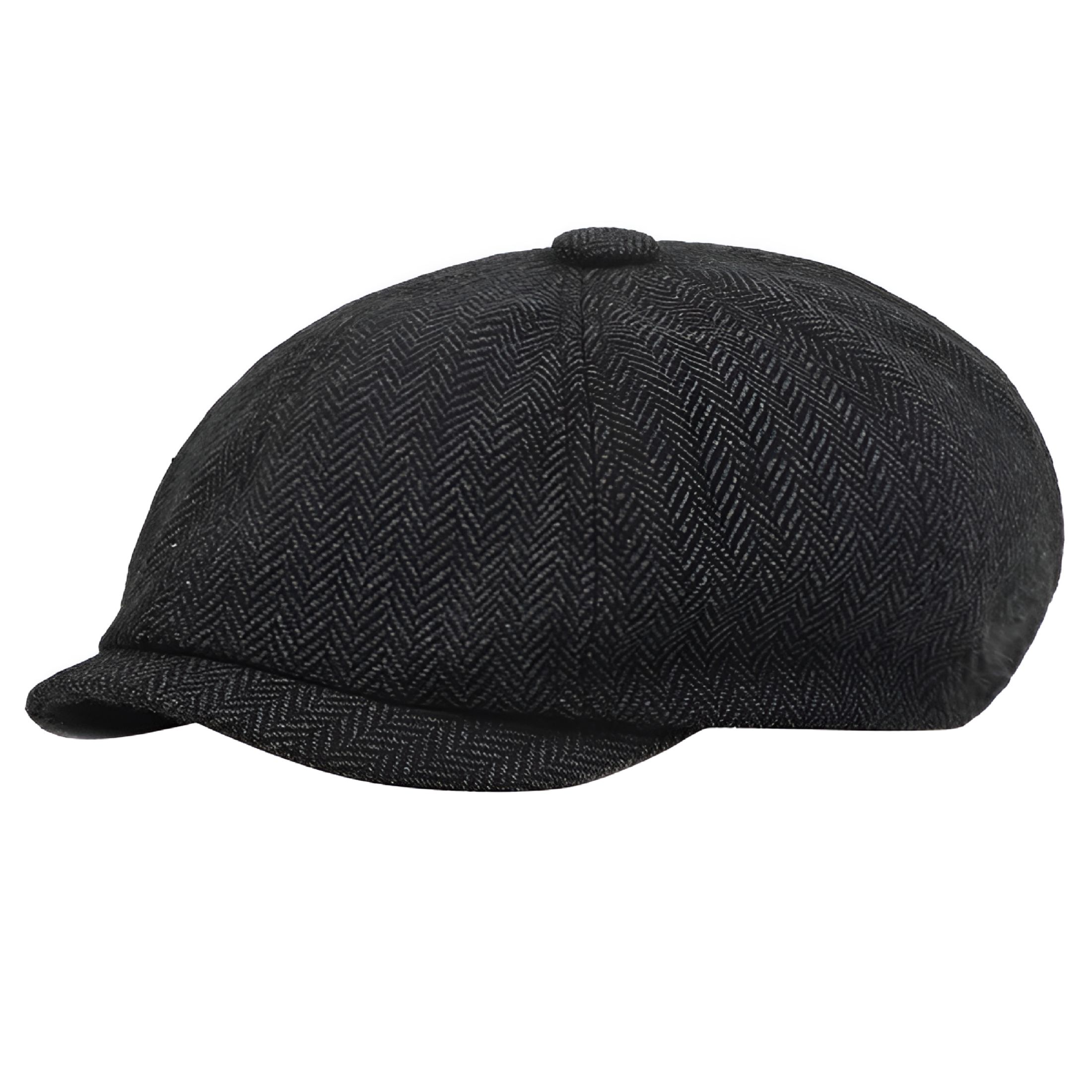 TELOLY Men'S Flat Cap,Mens Cap Flat Boy Hat Newsboy Black Herringbone ...