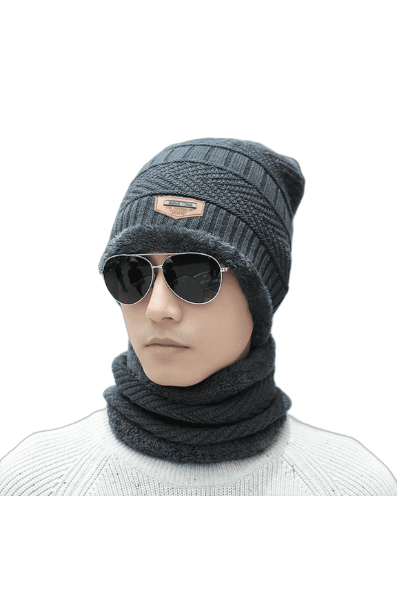Men'S Hats & Caps,Warmth Protection Scarf Hat,Neck Scarf Winter Hat Men,Gray