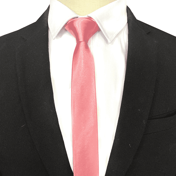 TELOLY Men'S Ties Compact Design Necktie Glossy Satin Textile Corbatas Para Hombres Elegantes Deep Pink