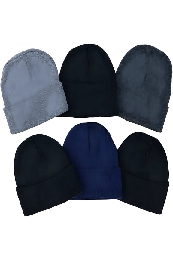 Men'S Winter Warm Double Layered Beanie Skull Caps for Men, Pack of 6