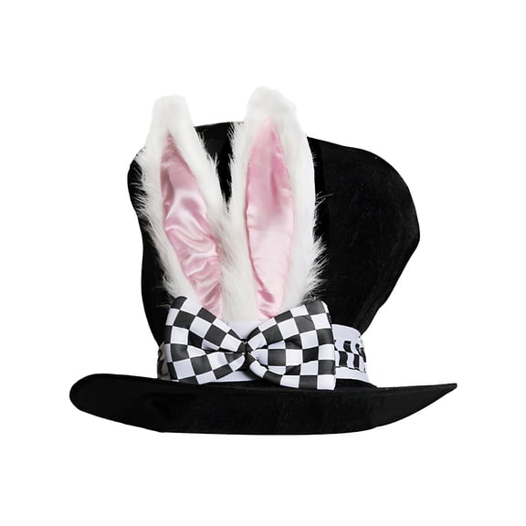 TELOLY Men's Adult Black Velvet Bunny Ear Top Hat Durable For Party