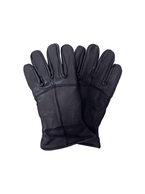 Men's Thinsulate Leather Gloves | Winter Outdoor Fleece Lining Leather Gloves in Black