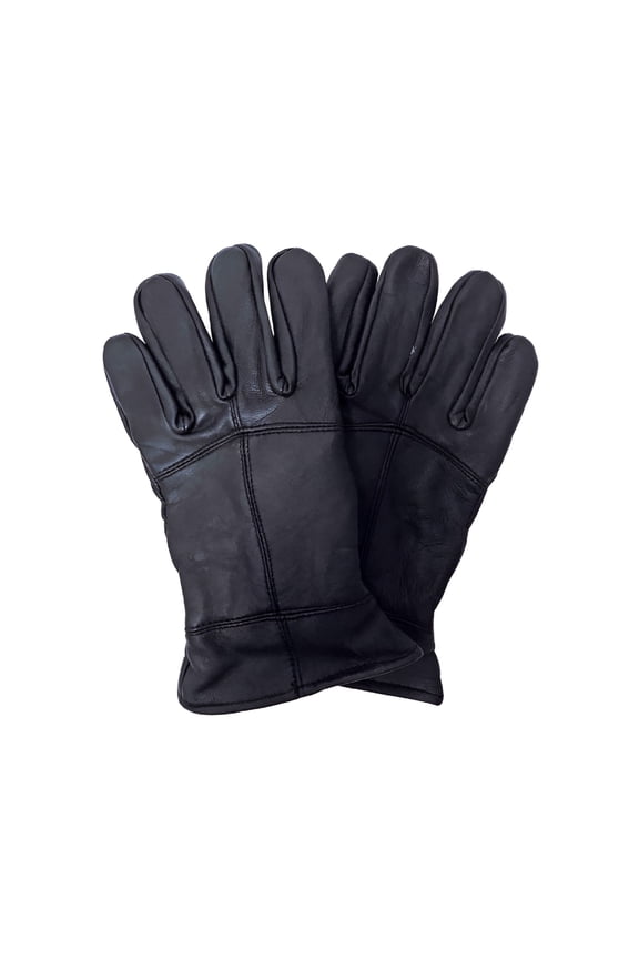 Men's Thinsulate Leather Gloves | Winter Outdoor Fleece Lining Leather Gloves in Black