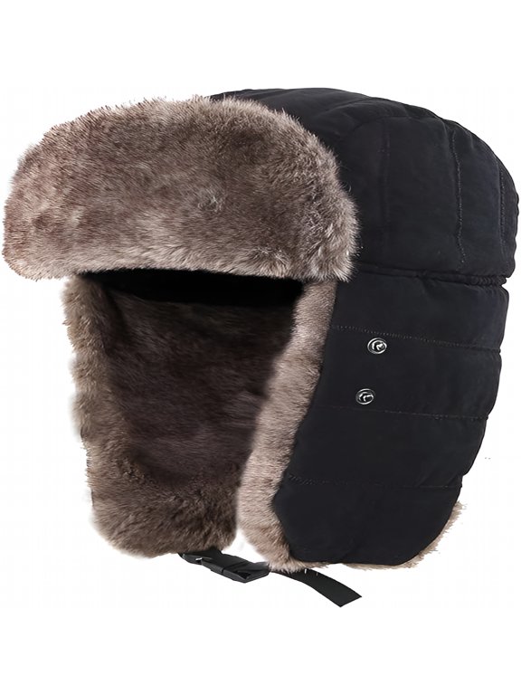 Men's Trooper Trapper Hat Warm Winter Hats with Removable Face Mask Earflaps Faux Fur Hunting Outdoor Hat