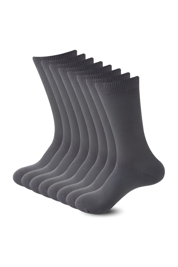 Mens Dress Socks - Plain Colors - 6 Pack Combed Cotton - Dress Socks for Men Mens Socks Dark Gray 4 Pairs