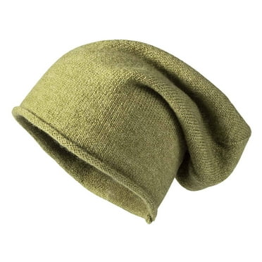 TELOLY Mens Hats,Wool Warm Beanie,Fashion Pullover Hem Pile Beanies Hats Men,Green