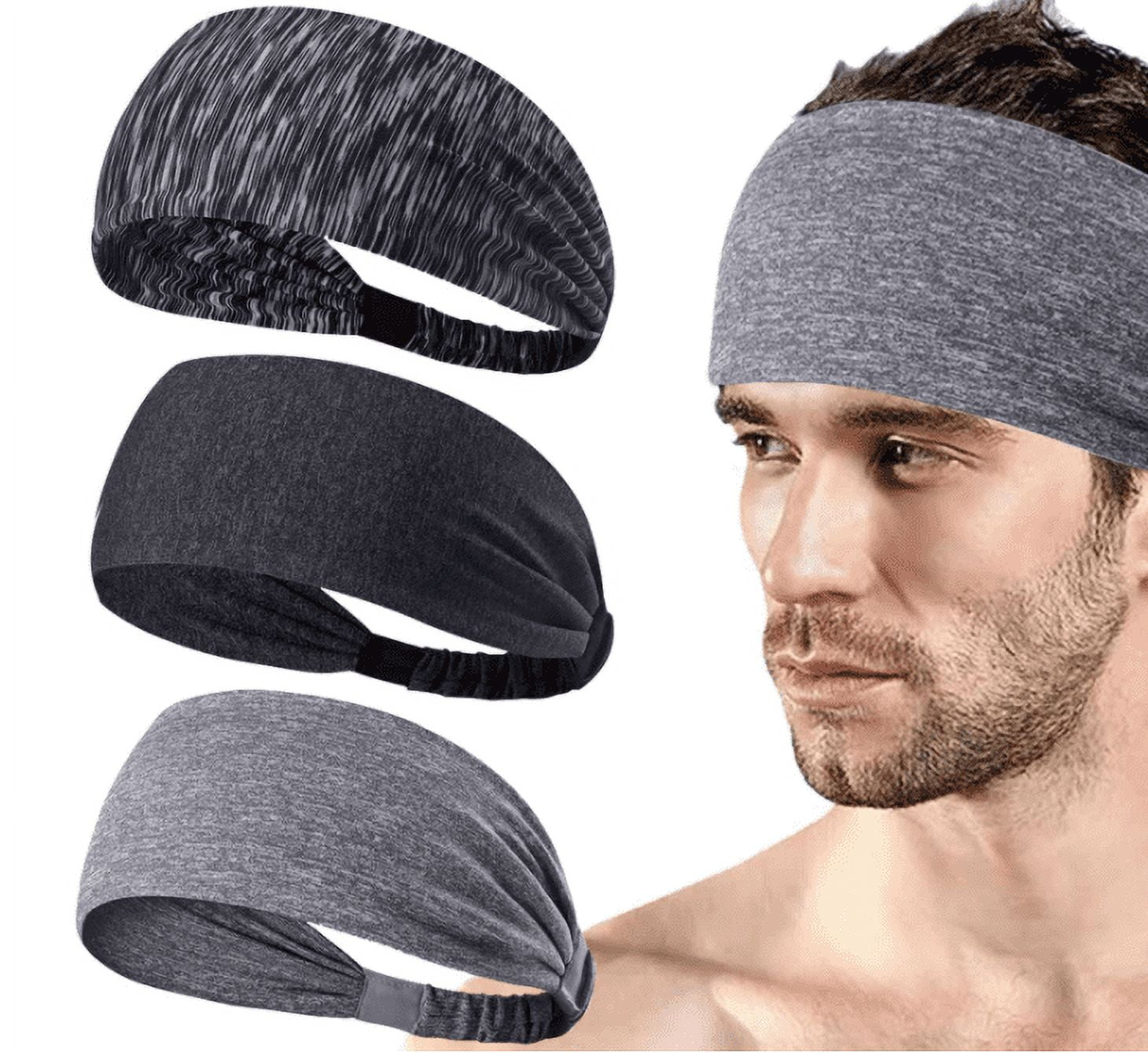 TELOLY Mens Headbands, 3 Pack Sweat Workout Headbands for Men, Sport