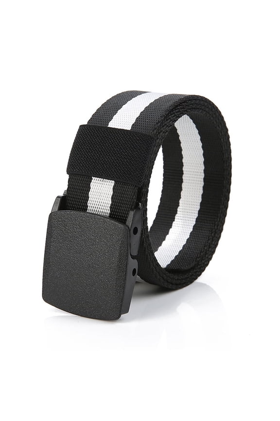Mens Long Canvas Nylon Waist Web Belt Metal Free Security Check