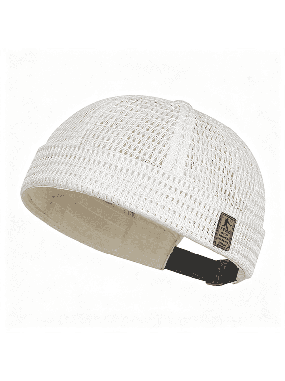 Mens Mesh Brimless Cap with No Brim, Summer Docker Cap Beanie Hat Flip Sailor Skullcap Breathable Brimless Hats for Men