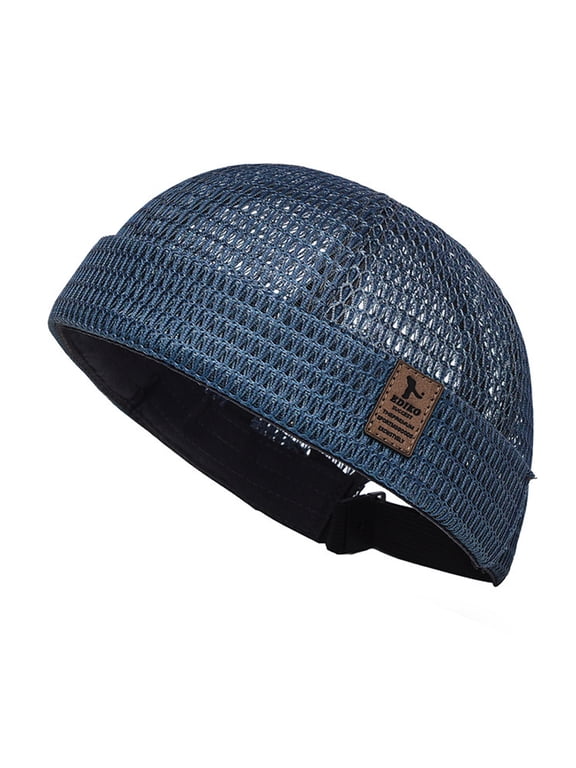 Mens Mesh Brimless Cap with No Brim,dreadlock caps for men,Summer Docker Cap Beanie Hat Flip Sailor Skullcap Breathable