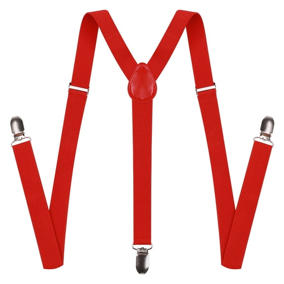 TELOLY Mens Suspenders,Heavy-Duty 7-Clasp Desig Suspenders for Men,Suspenders for Men Heavy Duty,Red