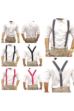 Mens Suspenders Heavy Duty Y Shape Braces with Strong Clips, Adjustable Elastic Work Straps for Suits, Trousers, and Casual Outfits