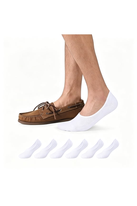 Mens Ultra-Low Cotton No Show Socks Invisible Hidden for Loafers with Non Slip Grips Invisible Hidden Non Slip Grips No Show Socks Men 6 Pairs