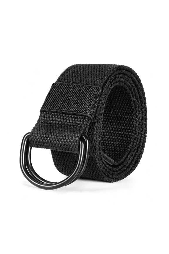 Mens&Womens Canvas Belt with Black D-Ring 1 1/2" Wide Solid Color Fabric Belt for Men Adjustable Belt