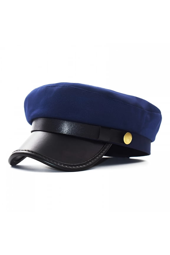 Mens Womens Newsboy Cap Yacht Captain Sailor Hat Cabbie Baker Boy Faux Leather Cadet Beret Captain Hat