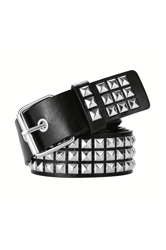 Metal Punk Rock Rivet Studded Belt for Women Men, Gothic Belt with Bright Pyramid Studs