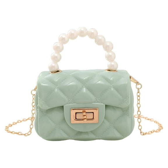 TELOLY Mini Purse,Glossy Polished Hardware Cute Bag,Eye-Catching Shine Kids Purse,Green