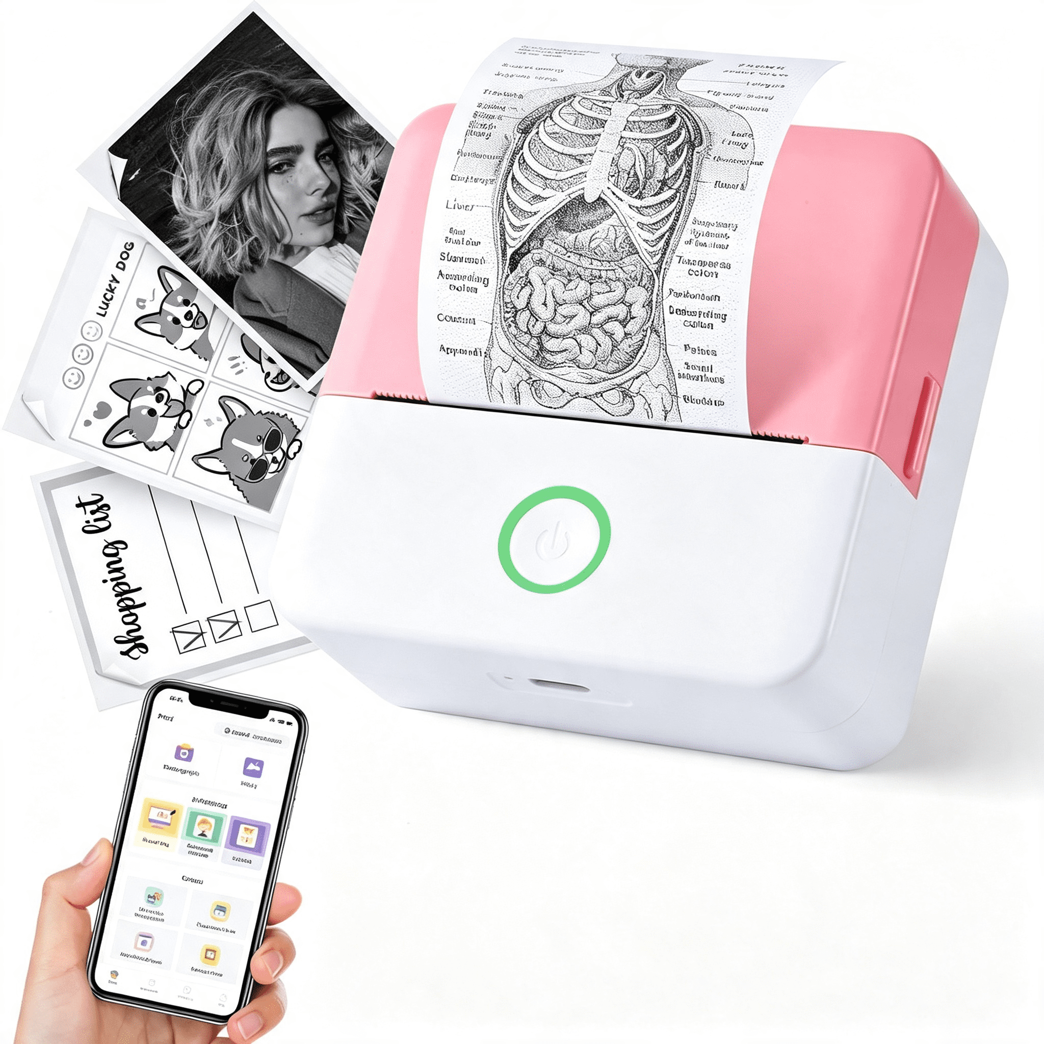Sticker Sign Printer TELOLY Mini Sticker Printer,X6 Print Pod with 10 Rolls Thermal Paper ...