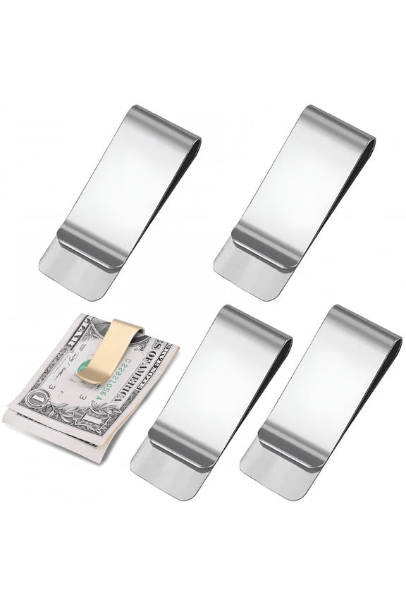 Money Clip, 4 Pack Silver Money Clip For Men And Women 55 * 20 * 1Cm Stainless Steel