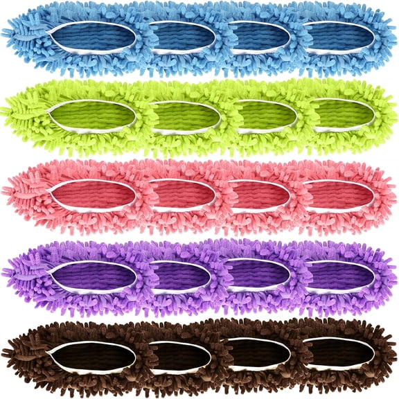 TELOLY Mop Slippers Shoes 10 Pairs (20 Pieces) - Microfiber Cleaning House Mop Slippers,Floor Cleaning Tools Shoe Cover,Soft Machine Washable Reusable Microfiber Foot Socks for House Kitchen Office