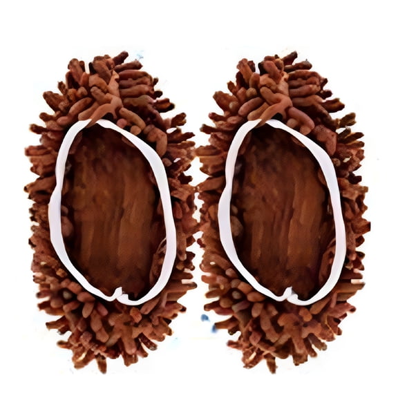 TELOLY Mop Slippers Shoes Cover Dust Duster Slippers Cleaning Floor House Washable 1 Pair (Coffee)