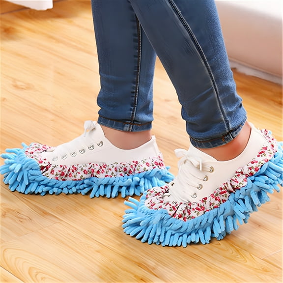 TELOLY Mop Socks Mop Slippers Mop Shoes for Floor Cleaning Women Mopping Cleaning Socks Feet Foot Dust Mopping Shoes Washable Microfiber Moppers Slippers