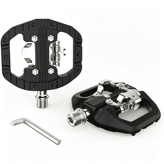 TELOLY Mountain Bike Clip Flat Pedals Nylon Compatible with Spd Cleats | Dual Sided Clipless& Platform Pedals 9/16", Adjustable Tension Sealed Bearings for Mtb/Gravel Bike/E-Bike/Commuter Cycling