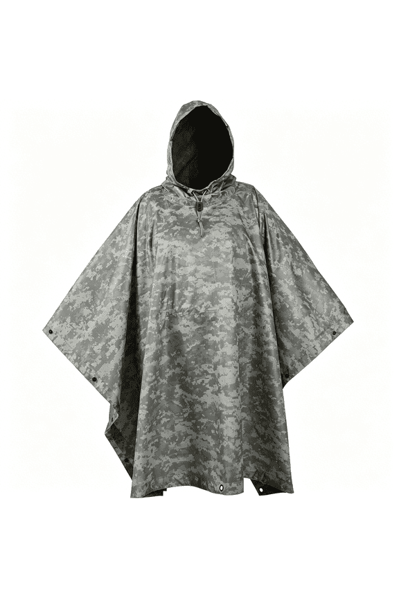 Multi-Use Ripstop Camouflage Rain Poncho-Emergency Tent,Shelter,Survival,Rain Ponchos for Adults(Acu)