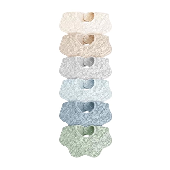 TELOLY Muslin Baby Bibs 100% Cotton Absorbent Bandana Drool Bibs for Teething and Drooling, 6-Pack for Baby Boys & Girls, Keep children's clothes clean