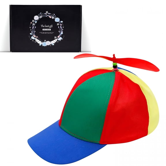 TELOLY Muti-Color Propeller Hat Propeller Hat Adult - Baseball Style (Adult, Blue Brim)