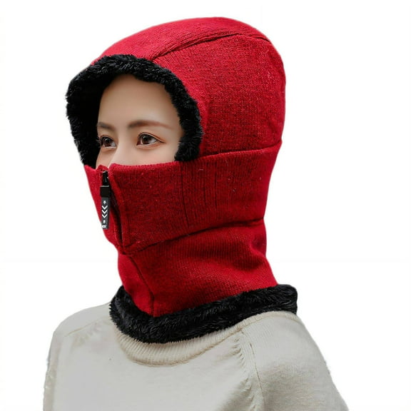 TELOLY Neck Warmer,Full Coverage Hood Hat Neck Warmer Windproof Insulation,Winter Hats for Women,Pink