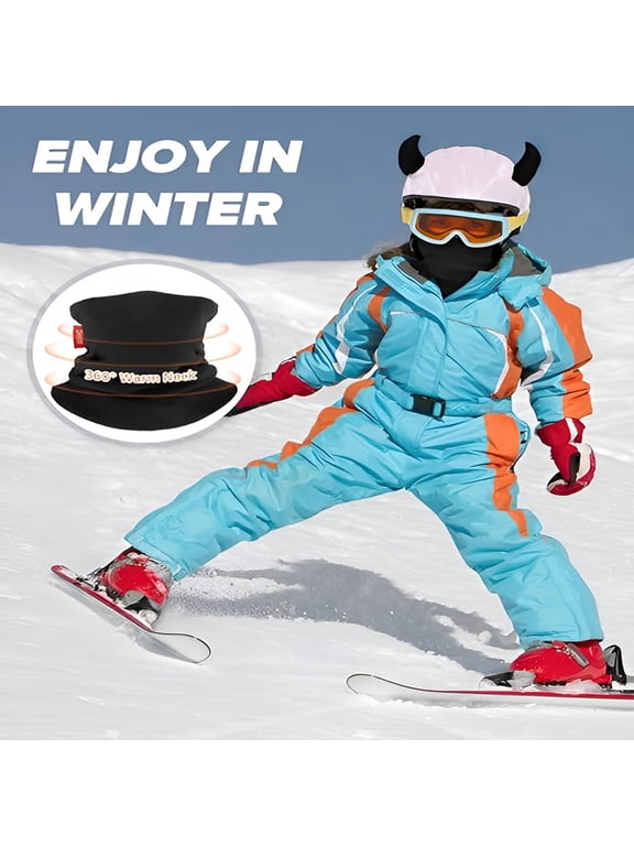Neck Warmer for Kids 2 Pack, Double-Layer Fleece Ski Neck Gaiter for Boys Girls Youth Winter Cold Weather Scarf
