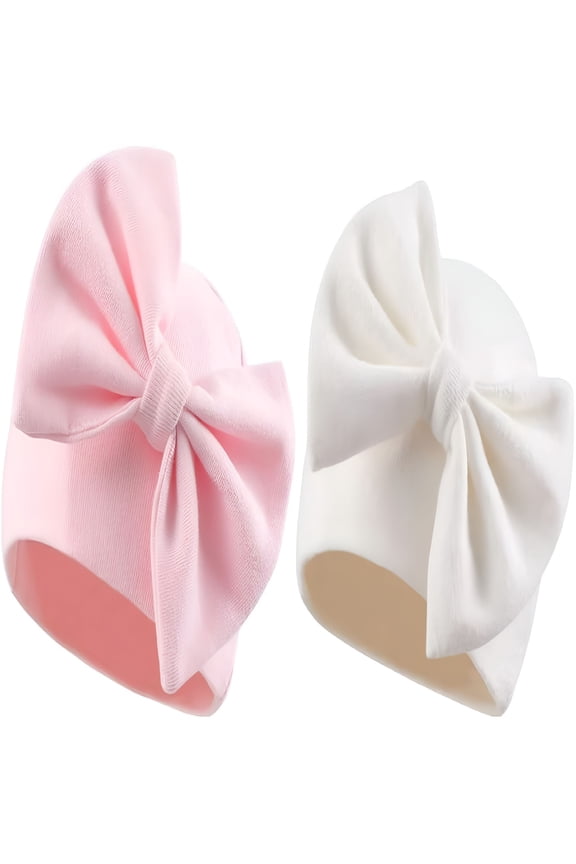 Newborn Baby Girl Hat Cotton Baby Bow Beanie Preemie Hats Spring Infant Hats for Girls 0-12 Months