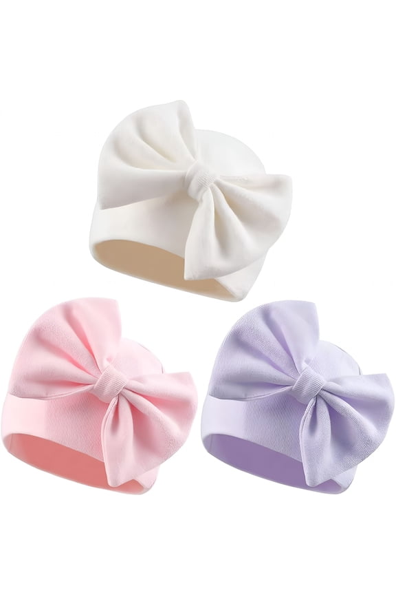 2026 New Newborn Baby Girl Hat Cotton Baby Bow Beanie Preemie Hats Spring Infant Hats for Girls 0-12 Months