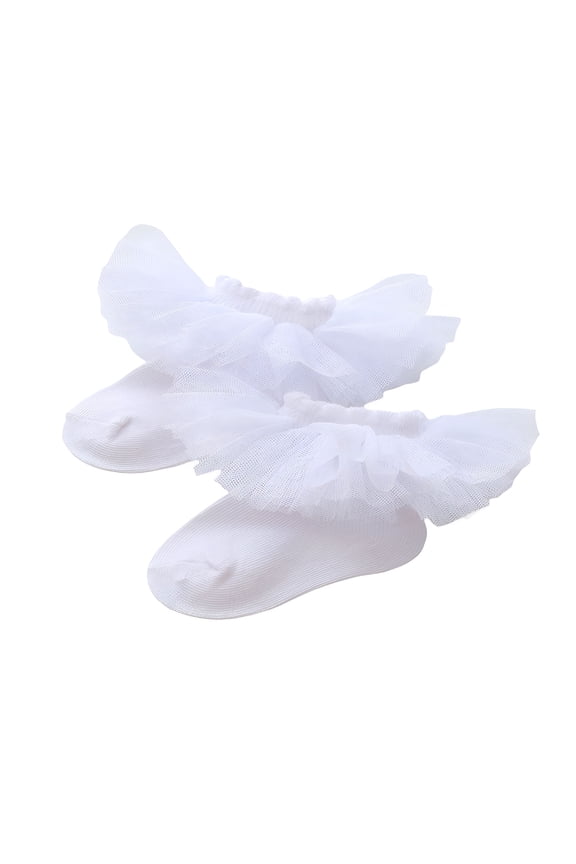 Newborn Baby Girl Lace Trim Socks Frilly Lace Cuff Non-slip Cotton Mesh Knitted Princess Dancing Socks Winter