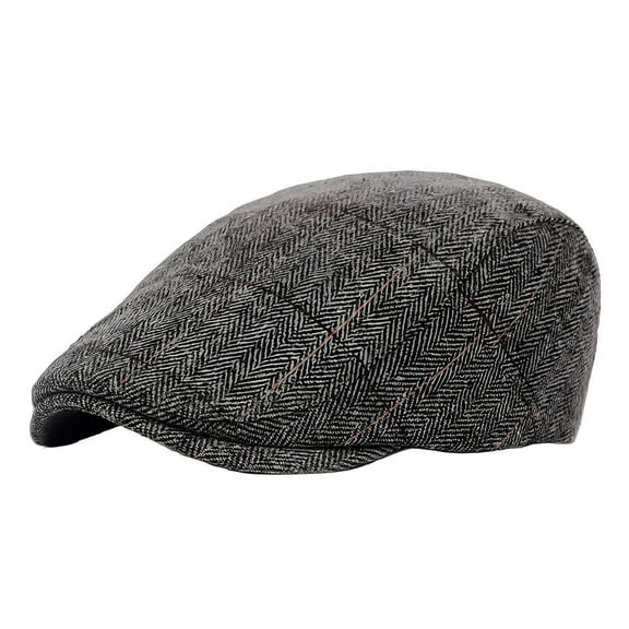 TELOLY Gray Men's Newsboy Cap - Curved Brim, Face-Shaping Wool Design