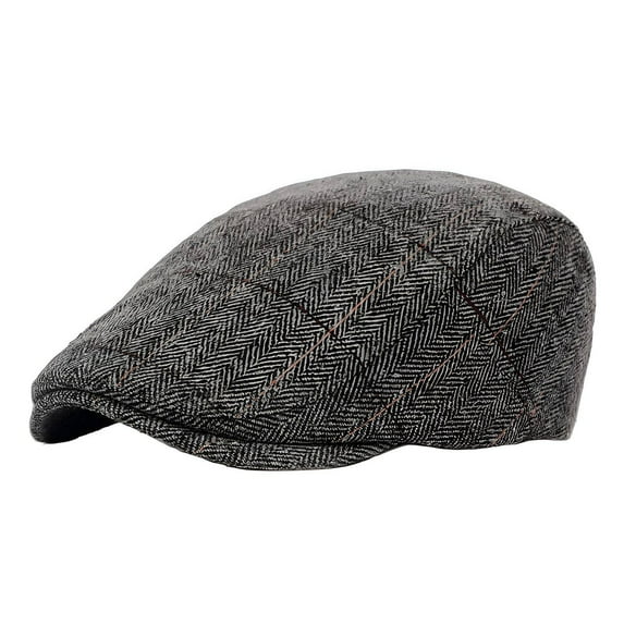 TELOLY Gray Men's Newsboy Cap - Curved Brim, Face-Shaping Wool Design