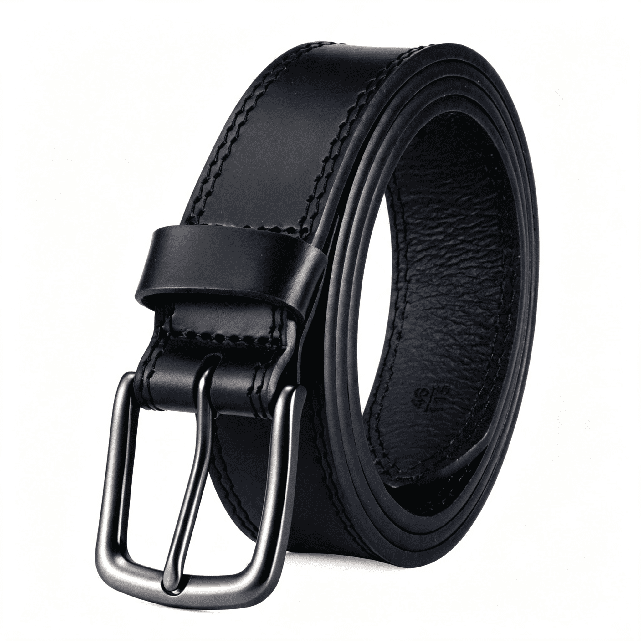 nickel free titanium dress belt buckle modern black Casual 1.5" no more metal allergy symptoms Beep free Titanium Wide Pin Black Leather