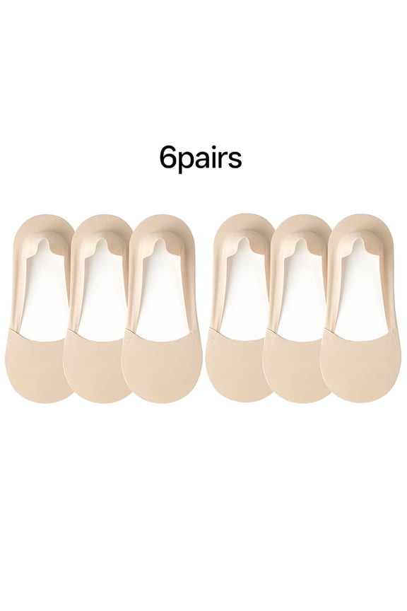 No Show Socks Womens Nylon Non Slip Low Cut Liner Footies Thin Silk Socks for Flats Loafers Lightweight Complexion 6 Pairs