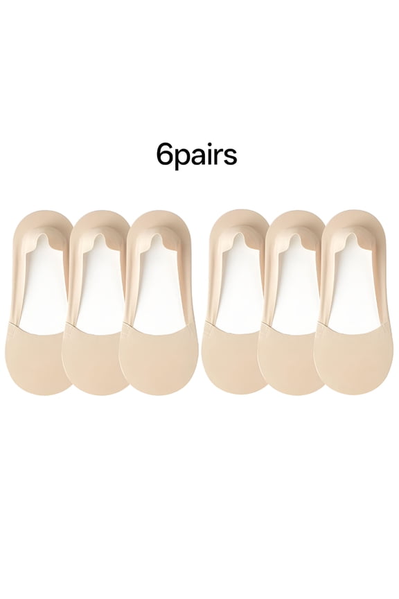 No Show Socks Womens Nylon Non Slip Low Cut Liner Footies Thin Silk Socks for Flats Loafers Lightweight Complexion 6 Pairs