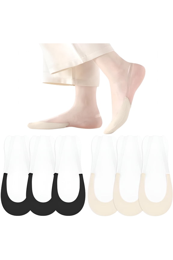 No Show Socks with Invisible Sling Back Womens,6 Pairs Low Cut Half Toe Topper Socks with Non-Slip Straps for Heels